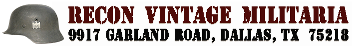 recon vintage militaria 9917 garland road dallas texas 75218 logo military headgear